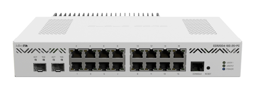 Mikrotik CCR2004-16G-2S+PC Mikrotik CCR2004-16G-2S+PC - Sessiz 16× Gigabit + 2× 10G SFP+ Firewall Router ürün görseli 2 - wifidepo