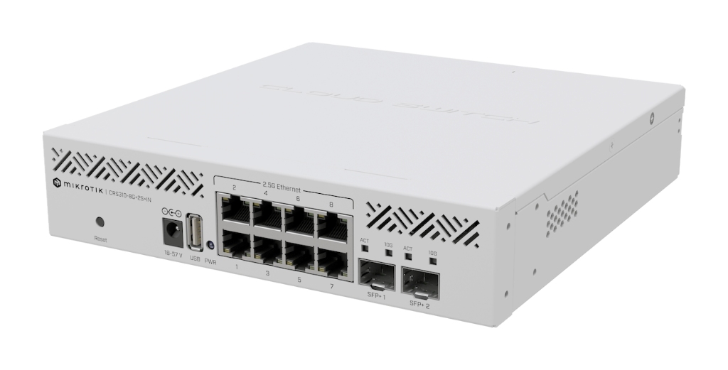 -Mikrotik CRS310-8G+2S+IN 8× 2.5 GbE Switch, 2× SFP+ Uplink Desteği, Yüksek Performans