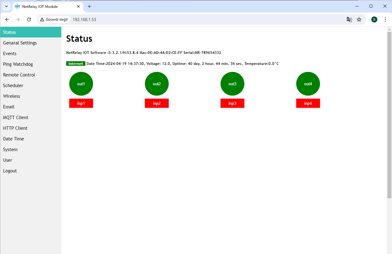 NetRelay NR001 NetRelay IoT Development Board 4 Röle (PoE-Ethernet-WiFi Lan Relay) Geliştirme Kartı ürün görseli 19 - wifidepo