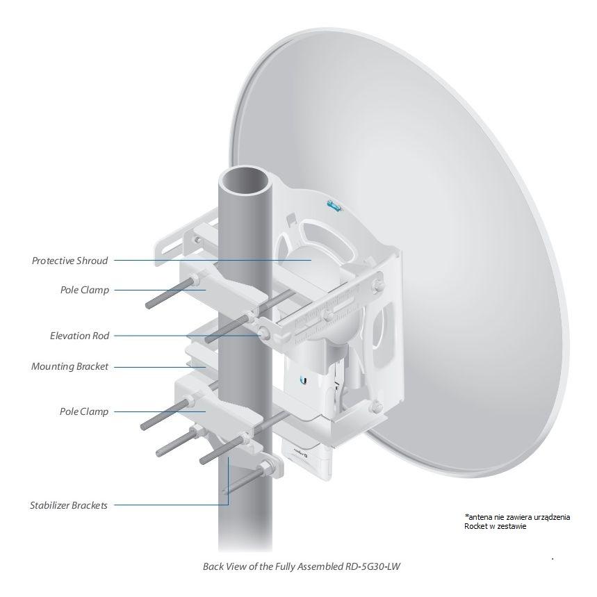 UBNT RD-5G30-LW UBNT RocketDish 5G30-LW 30dBi 5 Ghz 2x2 Mimo 30 KM DISH Anten ürün görseli 4 - wifidepo