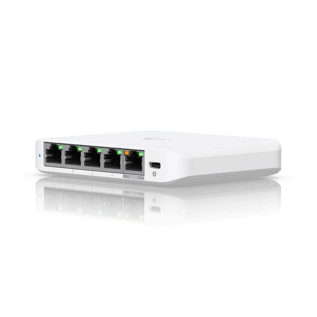 USW-Flex-2.5G-5-UBNT UniFi Flex Mini 2.5G (USW-Flex-2.5G-5) | 5 Port 2.5GbE, PoE ve USB-C Destekli Kompakt Switch