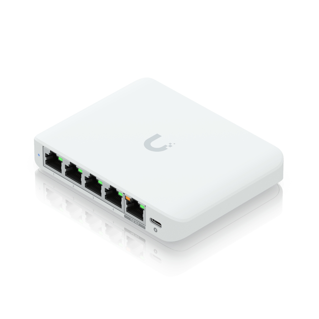 UBNT USW-Flex-2.5G-5 UBNT UniFi Flex Mini 2.5G (USW-Flex-2.5G-5) | 5 Port 2.5GbE, PoE ve USB-C Destekli Kompakt Switch ürün görseli 2 - wifidepo
