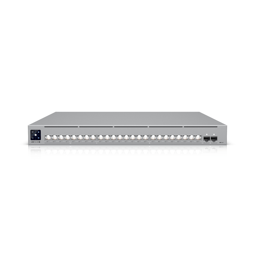 USW-Pro-XG-24-PoE-UBNT UniFi Pro XG 24 PoE (USW-Pro-XG-24-PoE) – 24 Port 10G/2.5G PoE+++ Katman 3 Switch, 25G SFP28 Uplink ve 720W PoE
